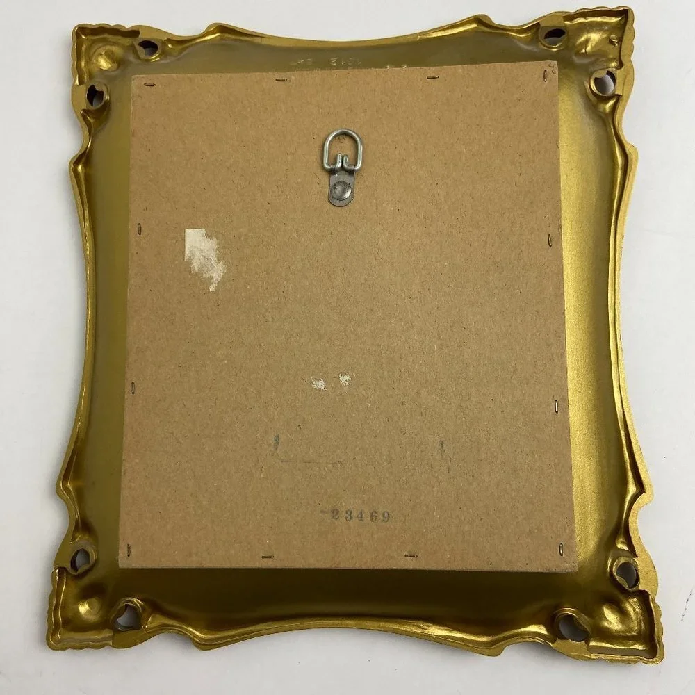 Vintage Painting reproduction Victorian era Men Horse Framed Gold Patina